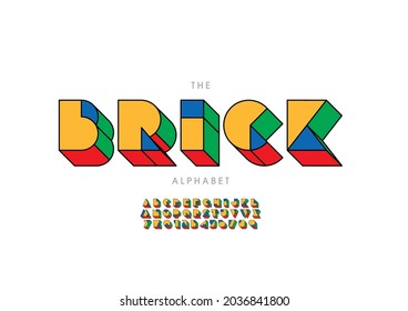 Vector of stylized brick alphabet and font