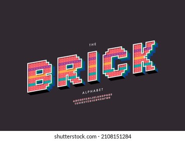 Vektorgrafik von stylischem Ziegelalphabet und Schrift
