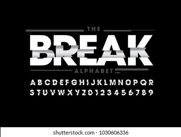 Vector of stylized broken font and alphabet