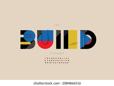 Vector of stylized build alphabet and font