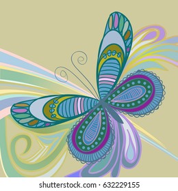 Vector Stylized butterfly on abstract  backgrund
