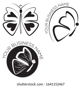Vector stylized butterfly for use in branding and identity design for such industries as clothing, beauty, and health