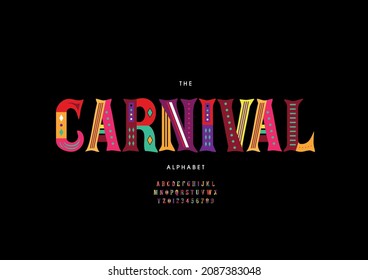 Vector of stylized carnival alphabet and font