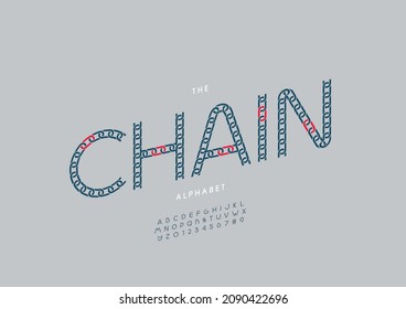 Vector of stylized chain alphabet and font