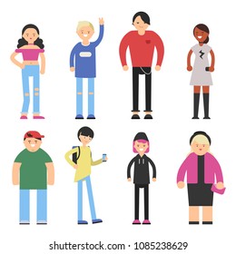Vector stylized characters of hipster peoples male and female