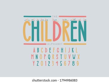 Vector of stylized children font and alphabet