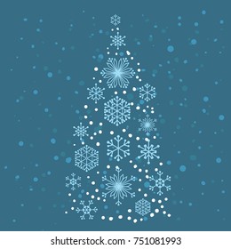 Vector stylized christmas tree on a blue background