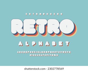 Vector of stylized chunky alphabet design with uppercase,  numbers and symbols