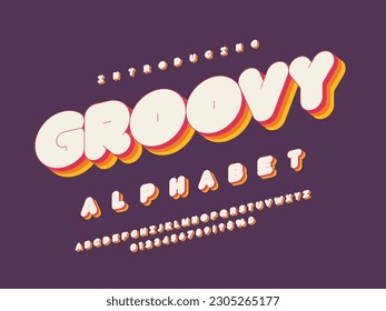 Vector of stylized chunky alphabet design with uppercase,  numbers and symbols