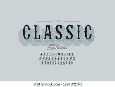 Vector of stylized classic alphabet and font