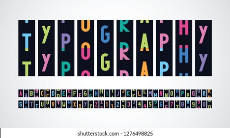 vector of stylized color broken font and alphabet
