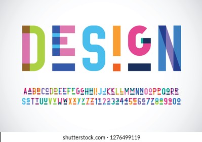 vector of stylized color font and alphabet with underlining