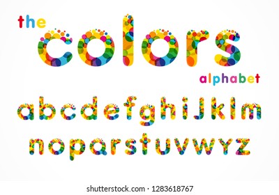 Vector of stylized colorful bubbles font and alphabet. Set of colored letters logo, business graphic symbols template