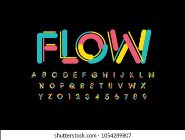 Vector of stylized colorful font and alphabet