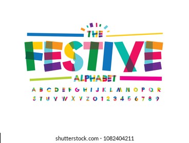 Vector of stylized colorful font and alphabet