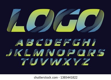 Vector of stylized colorful font and alphabet for logo designs