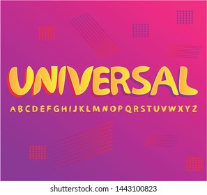 Vector of stylized colorful font and alphabet  3d effect design letters Bold Cartoon Typography vintage retro