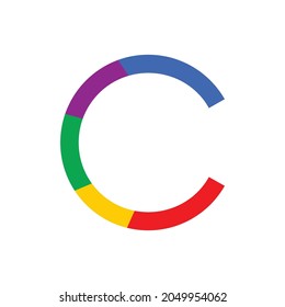 Vector of stylized colorful font and alphabet letter c, modern letter c