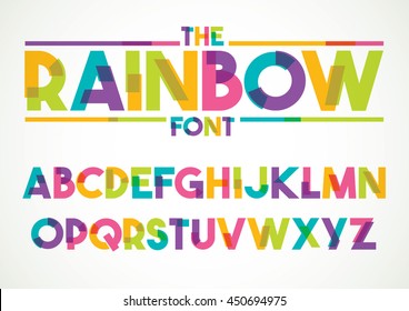 Vector of stylized colorful font and alphabet