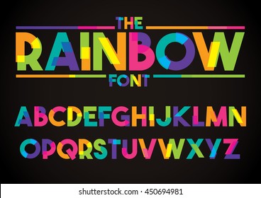 Vector of stylized colorful font and alphabet