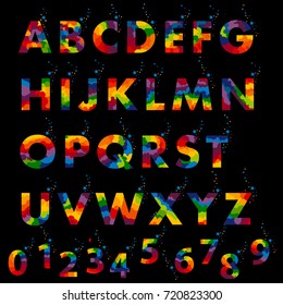 Vector of stylized colorful font, alphabet and numbers. The perfect solution for your design