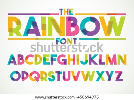 Vector of stylized colorful font and alphabet