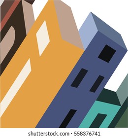 Vector stylized colorful perspective city
