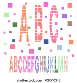 Vector of stylized colorful square font