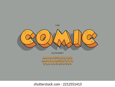 Vektorgrafik von stilisiertem Comic-Alphabet und Schrift
