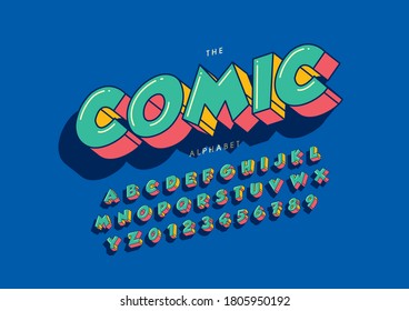 Vector of stylized comic font and alphabet
