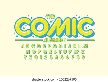 Vector of stylized comical font and alphabet