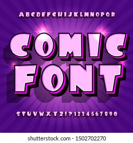 Vector of stylized comical font and alphabet