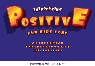 Vector of stylized comical font and alphabet