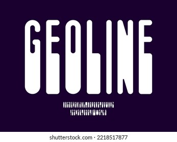 Vector of stylized condensed alphabet design with uppercase, numbers and symbols