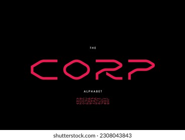 Vector of stylized corp font and alphabet