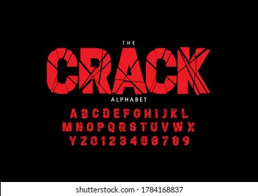 Vector Of Stylized Cracked Font And Alphabet