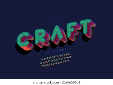 Vector of stylized craft alphabet and font