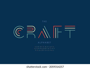Vektorgrafik von stilisierten handwerklichen Alphabeten und Schriftarten