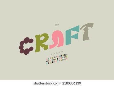 Vector of stylized craft alphabet and font