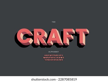 Vector of stylized craft font and alphabet