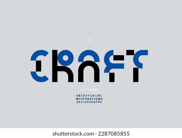 Vector of stylized craft font and alphabet