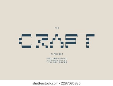 Vector of stylized craft font and alphabet
