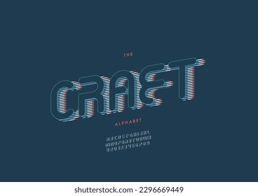 Vector of stylized craft font and alphabet