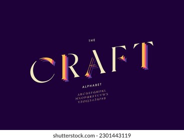 Vector of stylized craft font and alphabet