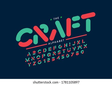 Vector of stylized crafted font and alphabet