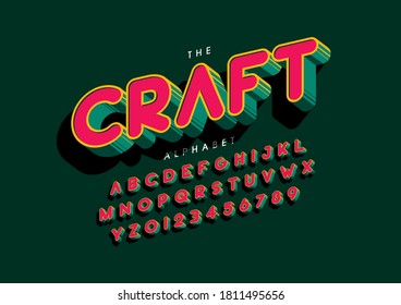 Vector of stylized crafted font alphabet