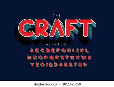 Vector of stylized crafted font alphabet