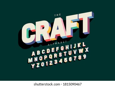 Vector of stylized crafted font and alphabet