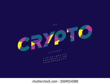 Vector of stylized crypto alphabet and font