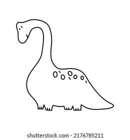 Vektor stylisierter süßer Monoline-Dinosaurier Brachiosaurus einzeln auf weißem Hintergrund. Kinder für Kinder und Erwachsene. Doodle einfachen Babystil. Drucken Sie die Stoffbestandsgrafik aus.